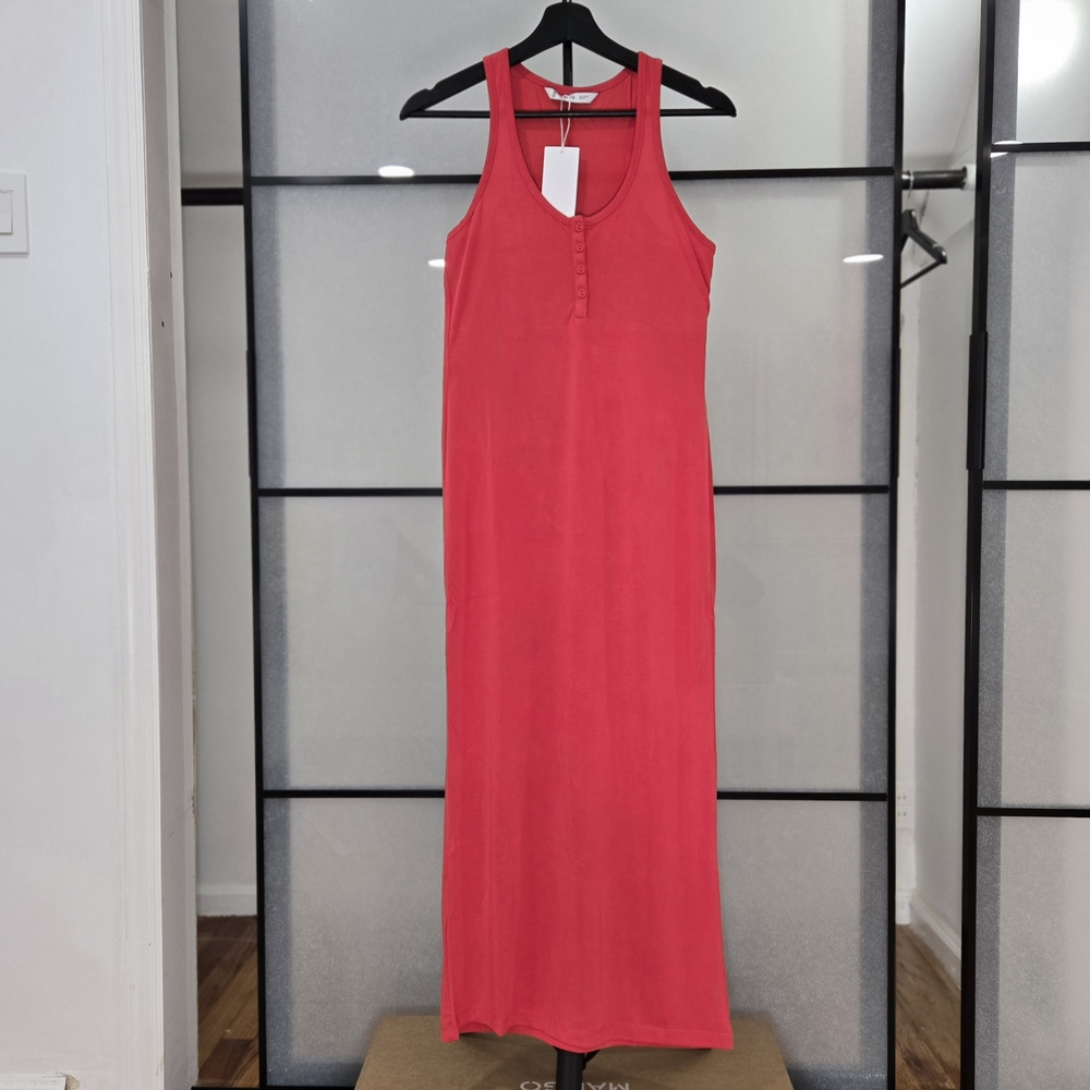 Mango Red Sleeveless Maxi Dress Size 4 Flowy Summer Casual Dress